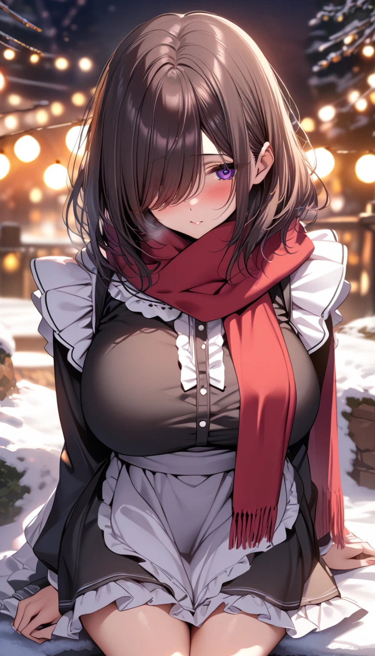 Dog 1、Woman 1、Red miniature dachshund、Red miniature dachshund long hair、dog&#39;color is red、woman with very long black hair、Spectacular views、Night Scene、The view from the top of the hill、Full moon night sky、swirling starry sky、８K、Best Quality、詳しいdogの顔、The woman is facing the opposite direction、The whole body is in the photo、Like the night view of Tokyo、The woman is wearing a miniskirt and her underwear is visible.、The cleavage is visible、thin black pantyhose、Pantyhose５Denier、Women have big breasts、Large areola