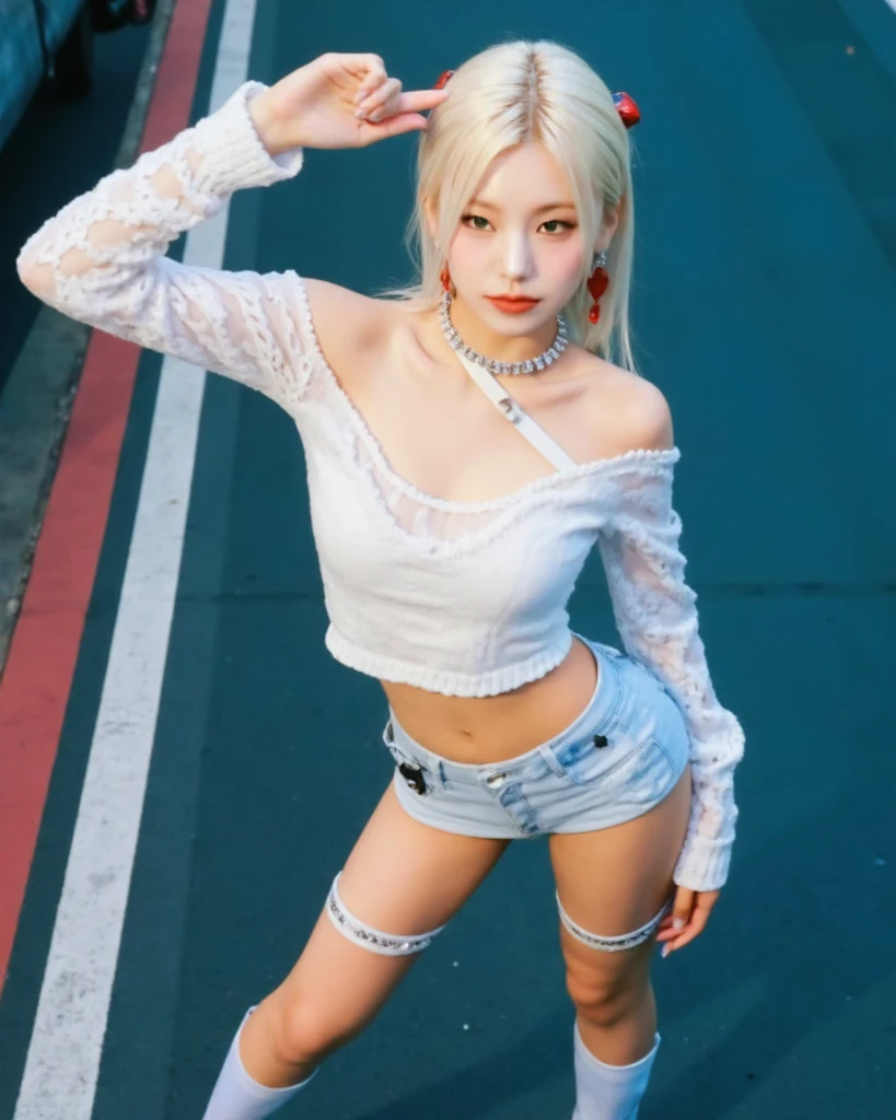 RAW-Foto, 8k, (top quality), realisti, (real image, Intricate detailing), (natural skin structure, detailed skin, hyper realism, Sharpness), (Japanese teenager in a dirty back alley at night, Hands in your pockets, Graffitied wall:1.3), ((naked, wearing white hoodie on naked with front open, white jersey pants, Good Good)), (flat chested:1.3, pale skin:1.2, Slim body), ((blonde straight hair, blunt bangs)), (seductive face, provocative look, open lips:1.3, Bags under eyes:1.2, red plump lips), Size, navel, Graffiti:1.5, Night time, Upper body shot, 1 Frau