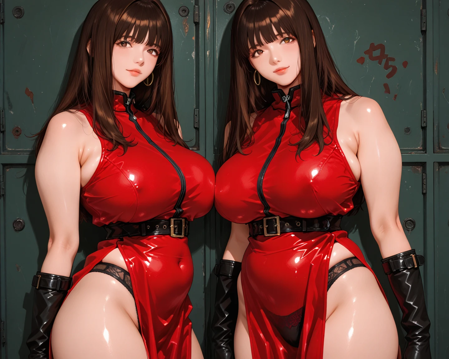 Purple tight leather jacket,Bound woman,The rope strangled the chest,The mouth is sealed,byself,Stand up,with hands behind her back,gigantic cleavage breasts,gigantic cleavage breasts,Extremely full breasts,Big breasts Thin waist,cleavage,worried expression,Smooth skin