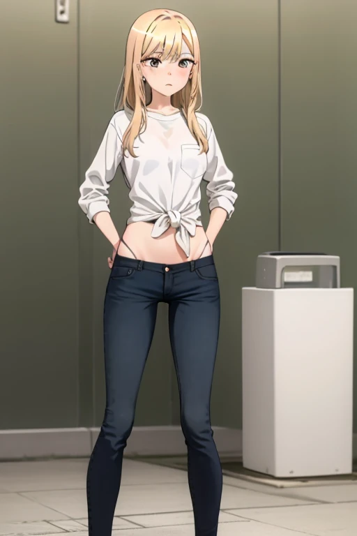 Photo of a asian female with small breasts, (((undressing))) in a crowded train,
20yo, cute, small face, petite, slender body, hairless, short body, (((tanned skin))), dimples, detailed face, embarrassed face, ((looking disgusted)), ((very angry)), (dissapointed),
Perfect breasts, natural breasts, A cup, (((hijab))), (((glasses))), (((cotton bra))),
(((white shirt))), ((((pulled down jeans)))), (((cotton panties))), (((blue jeans))), (((zipper jeans open)))