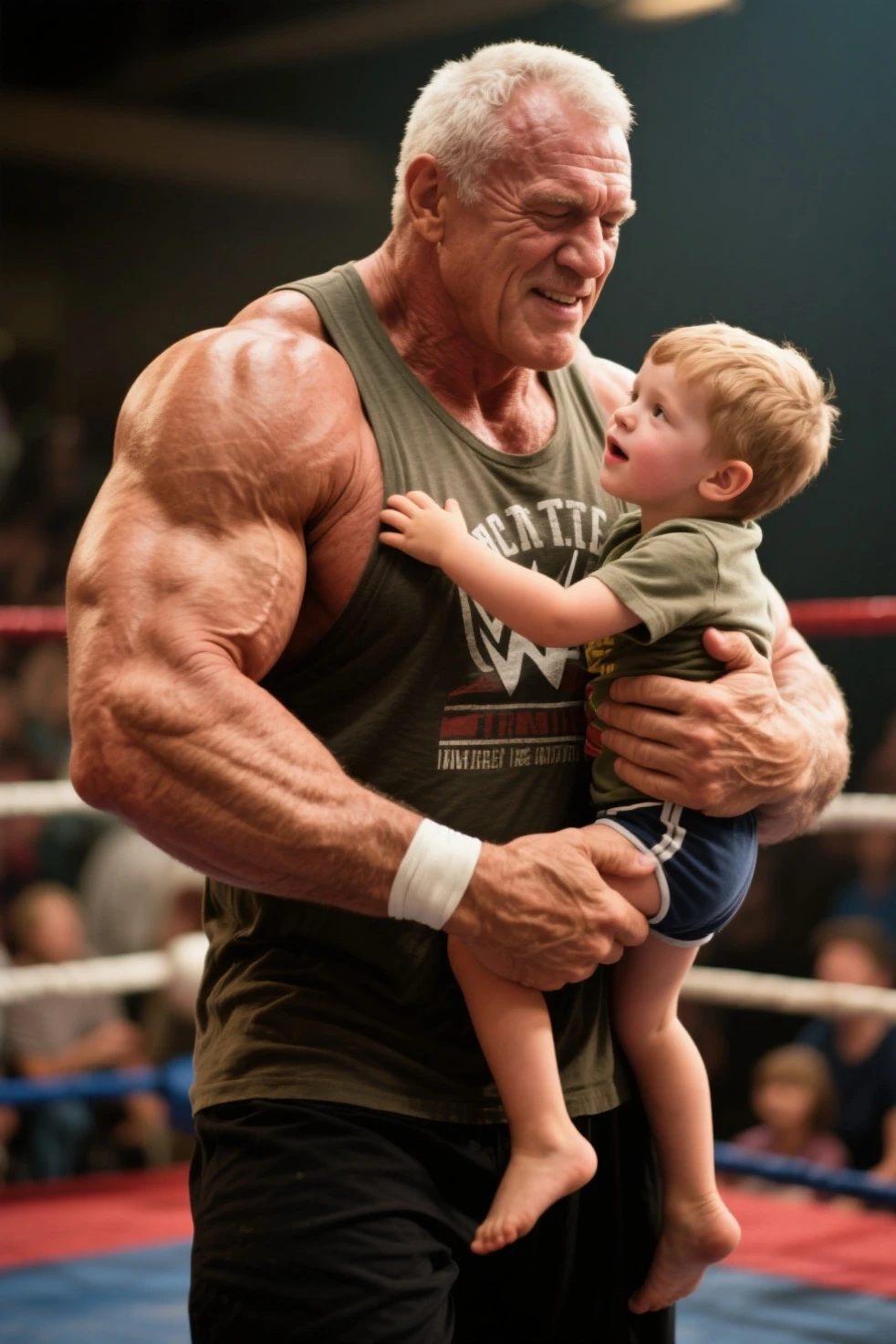 Mark Wahlberg, desnudo. sudoroso. musculos grandes, breastfeeding a naked toddler.