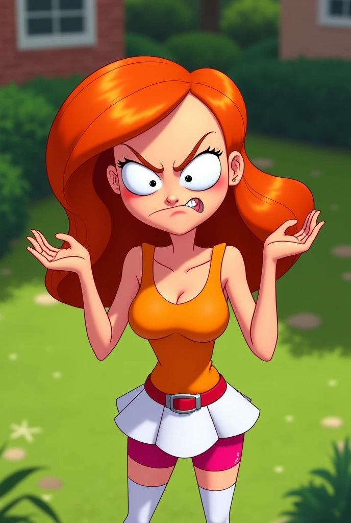 Gladys,orange hair,green eyes,lips,long hair,angry,
small earrings,one hairclip,purple dress,sleeveless,
standing,kitchen,mature,
(insanely detailed, masterpiece, best quality)solo,<lora:Gladys:0.8>,