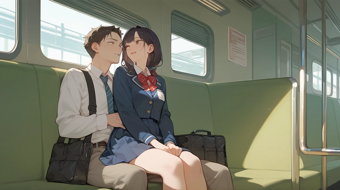 Masturbation on the train、Squirting,Spreading the skirt