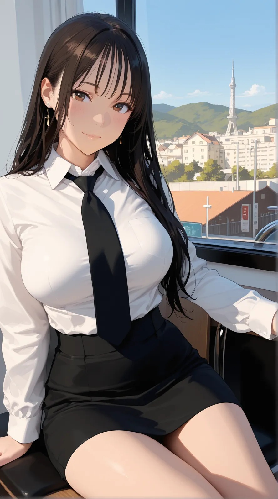 (High resolution), (32K), (very very highly detailed), (Best illustration), (beautiful and delicate eyes), (best quality), (super detailed), (master piece), (Detailed and delicate face), solo,Highly detailed face and skin texture,fine eyes,double eyelid,Spread your legs and use props、very shy、blush、spread legs,high details,Wear loafers,(dynamic pose),1 girl, black long hair , Pitch black eyes, long legs, camel toe,(((very big big tits)))、Exposing genitals without wearing pants,camel's toe,The protruding PUssy ,cocked ass,I grew up sexy、(((mini skirt)))、I can see your breasts、Get your out、I can see pink nipples、on the train,((Ahegao))