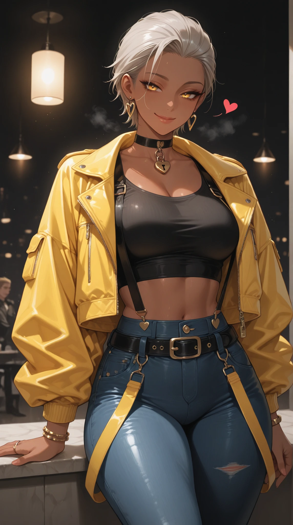 Chica con cabello rosa claro,bikini de oro rosa,pantalones cortos dorados claros,botas,de cerca,lightning,Cyberpunk fantasy