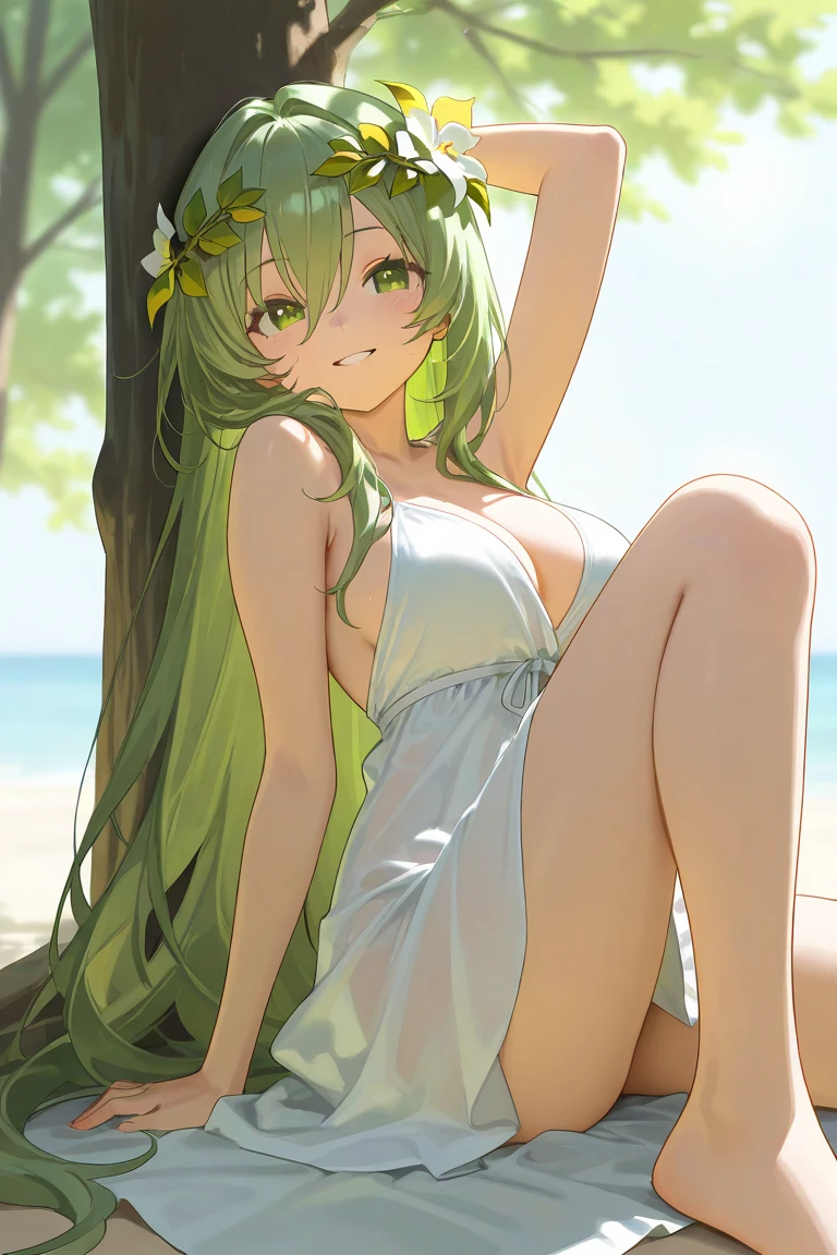 ((Masterpiece)), ((best quality)), (Anime:1.3), palace giant greenhouse, gardens, fountains, tropical plants, cute age girl, (textured skin), smile, beautiful camisole, ultra-detailed, (loose blunt bangs), (spread arms out), Massively bandaged arms, kawaii, cute colors,cute,❤️🖤💗💔, 8K, (unusual pupils), (magic eyes), (sparkling eyes),