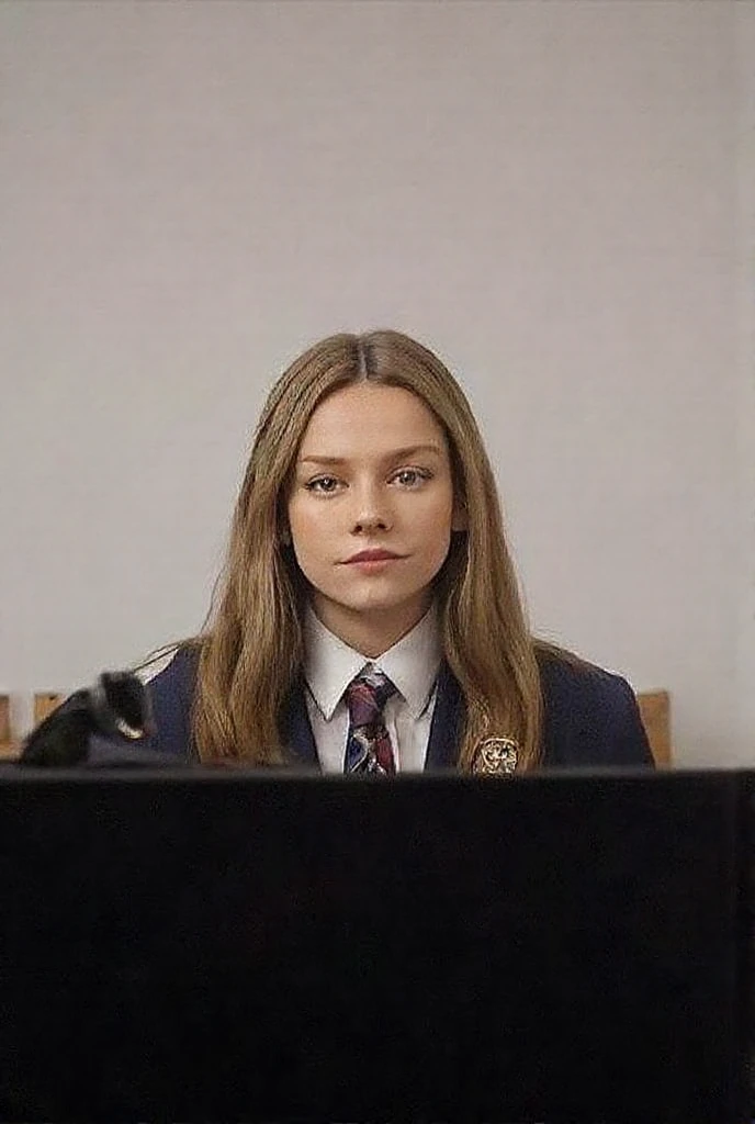 close portrait of  j1llian_n0texist wearing a suit jacket and a skirt, Businesswear, glasses, business meeting