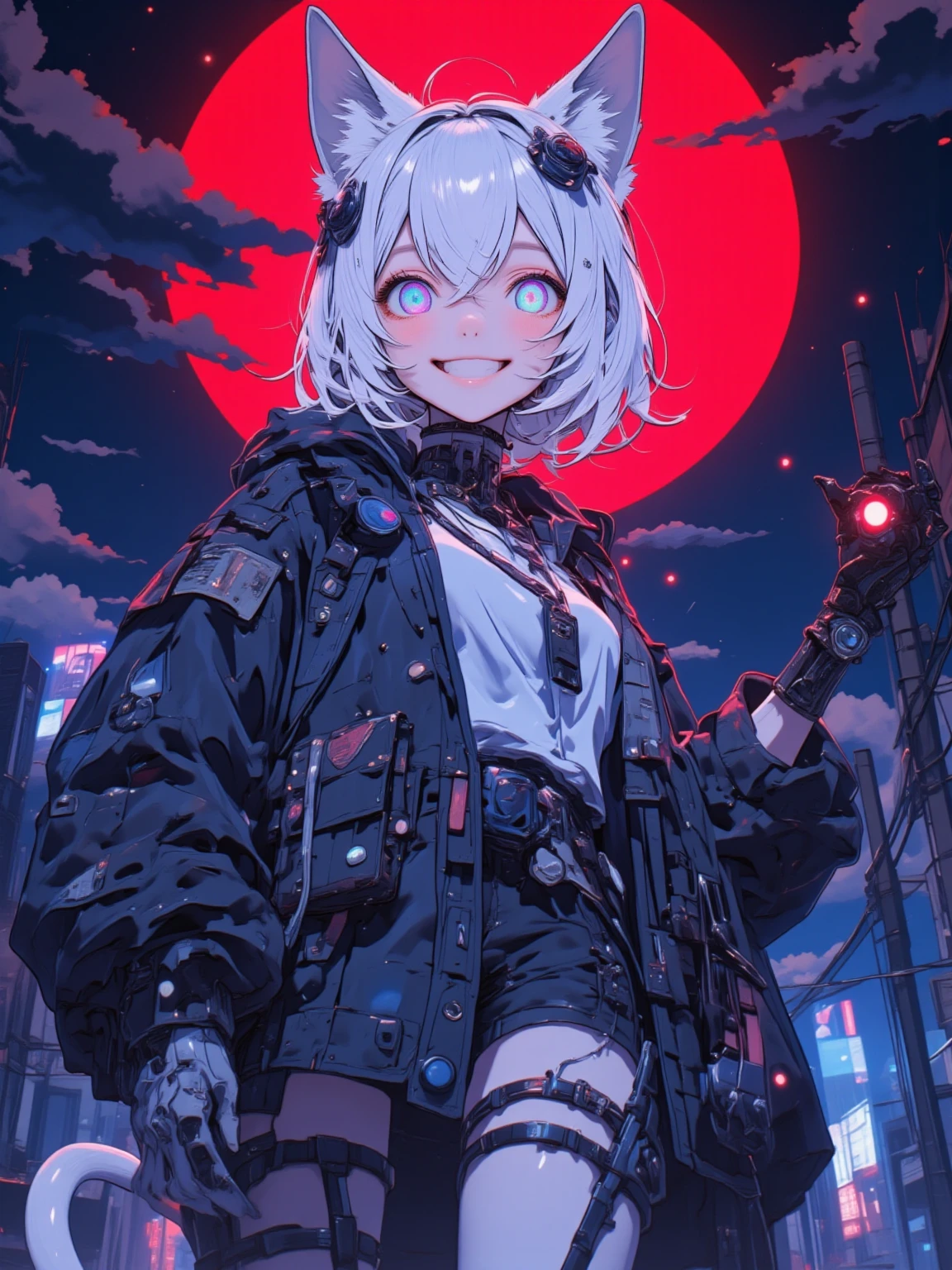 (award winning 8k :1.3) of (mad giant zombie chibi gtscity in the city, open mouth, scared crowd:1.3), angry, ferocious, extremely detailed background, darkness, flash, sweet, front, epic, (masterpiece:1.4), (best quality:1.4), Amazing, beautiful, finely detailed, (Depth of field:1.4), 8k, stunning, (light reflections:1), (crisp:1.6), red twin tails, vibrant, (edge detection:1.4), absurdres, impressive, 120mm, clear, lens flare, powerful