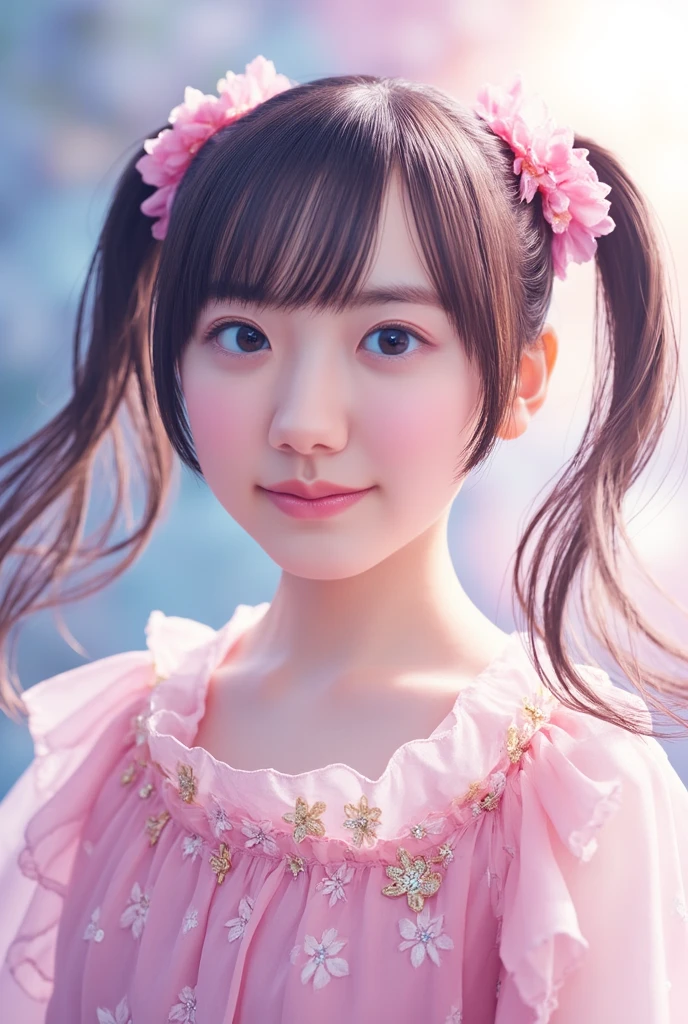 8 year old black haired girl,festival,Elevation,Flushing,Close-up smiling face&#39;Eyes wearing silver-white mirrored lens sunglasses、I looked at the world reflected in the lenses of my sunglasses...(Side Pony,Colorful Hair), 
