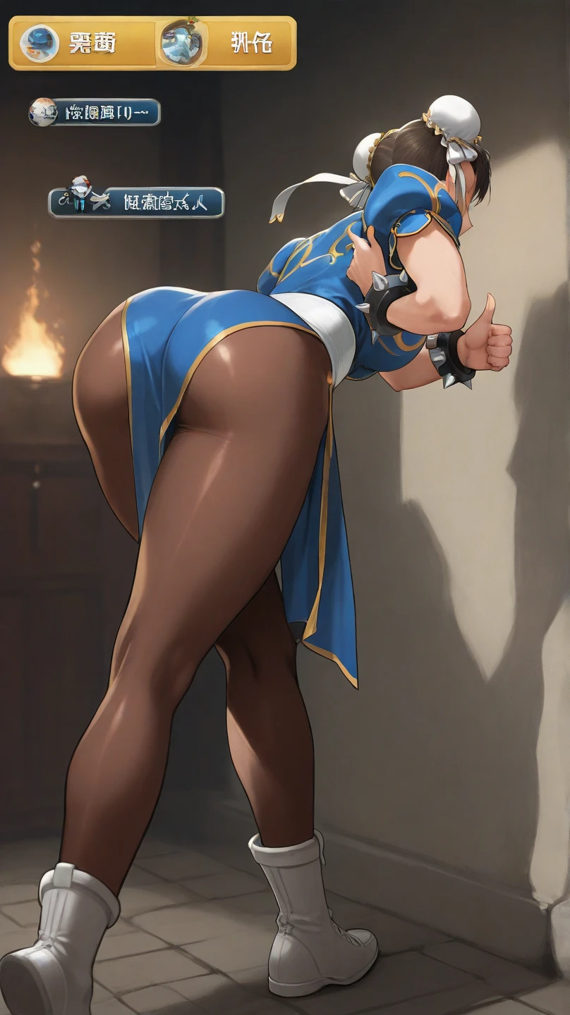 chun-li,((masterpiece)), ((best quality)), ((ultra detailed)), ((kawaii)), cute, (lovely), ((extremely detailed)), ((8K)), (beautiful),flat breast, tiny breast,full body