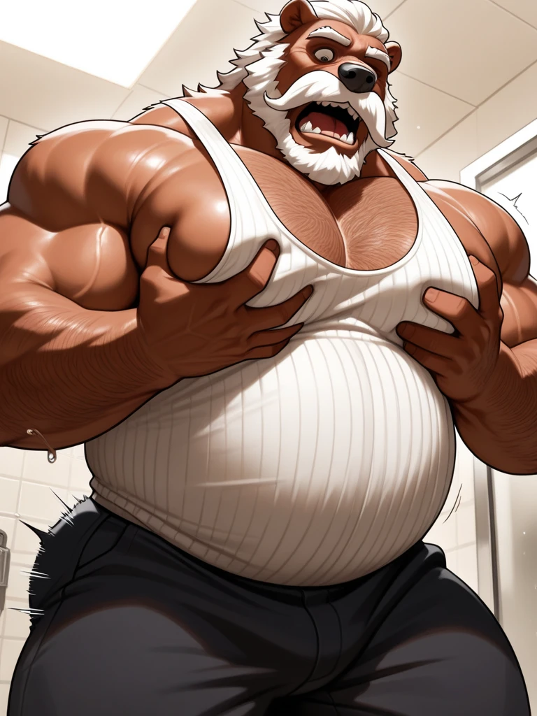 Real Man, Asian, Pink Fat Uncle, Bakkake, Bald Head, Fat, Pink Middle-Aged Man, Pink Hair, Fat, Long Beard, Pink Beard, Toilet, Face Shot, Big Belly, Beer Belly, Noon, Detail Light, Gymnastics, Milk Spray Body, Milk Splattered Face, Milk Shower, Face Full of Milk, Pink ((Fundoshi)), in Hong Kong, background is undersea, side leak, topless, [underless], triglycerides, chubby, fullness, big, ((drip sweat))) --auto --s2