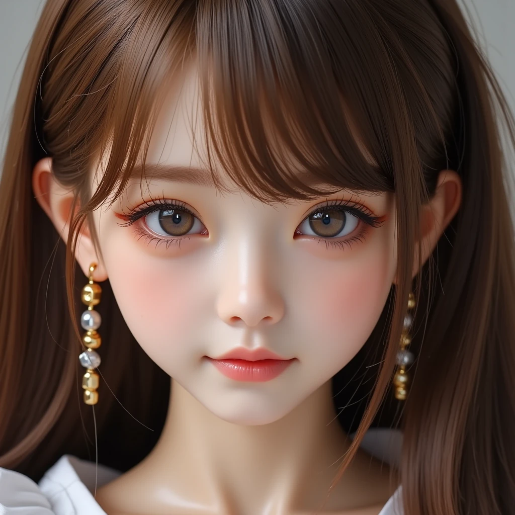 8k,(RAW Photos),(highest quality), (Photorealistic:1.4),Realistic skin texture 1 girl,cute,double eyelid,bangs,whole body,,Thin legs,(Slim figure),slim,smile,headgear,Earrings,necklace,Watching, watching, viewers,Face Focus,Depth of written boundary,club ,(Bust U...