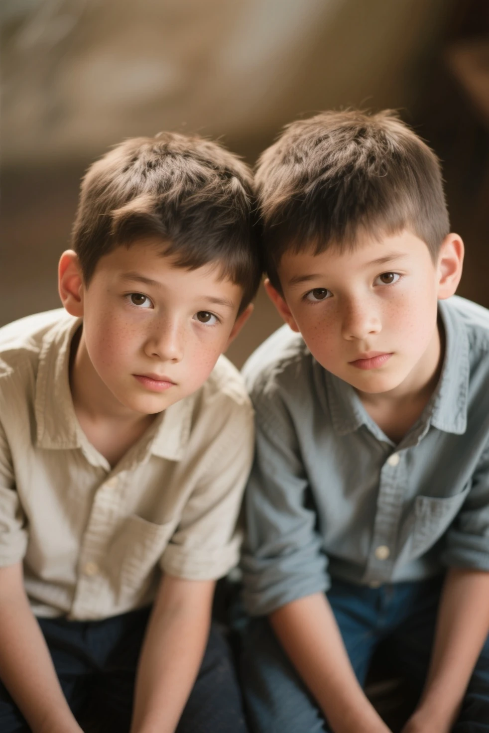 “A young handsome Caucasian little boy with brown hair, detailed hair, blue eyes named Peter Parker, ???, 6 years old, perfect face, wearing casual clothes.”