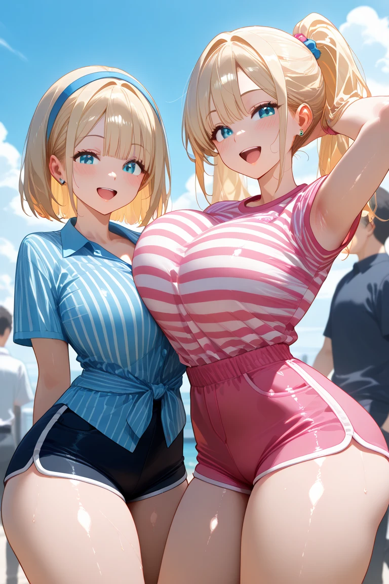 realistic,masterpiece,ultra detailed,(sexy micro skirt,sexy lingerie,),look at viewer,thick arms,gyaru,gal,27 years old,(tareme),curvy adult females,oval face,sweaty,at nightclub,(2females at right and left:1.3),laughing,breast milk