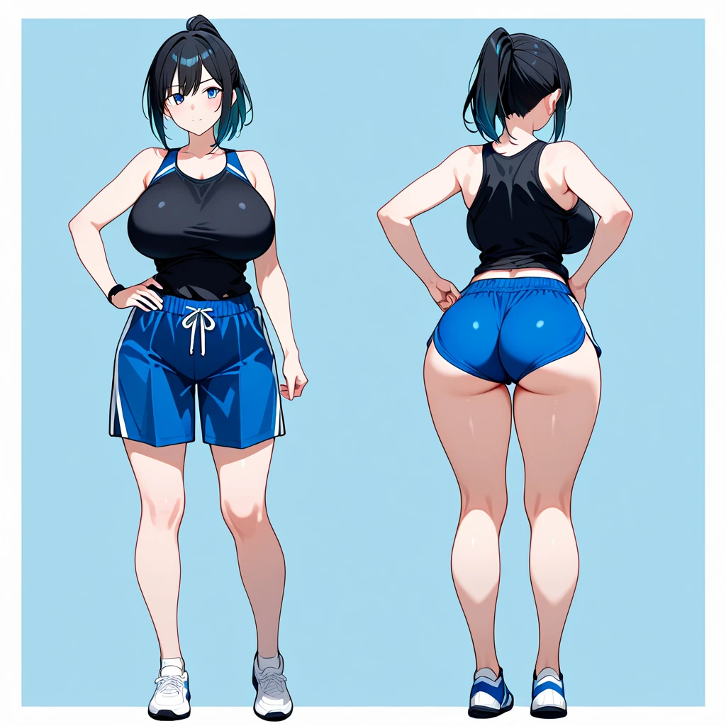 (Mona Megistus from genshin))), (sport bra), (leggings), (hips)