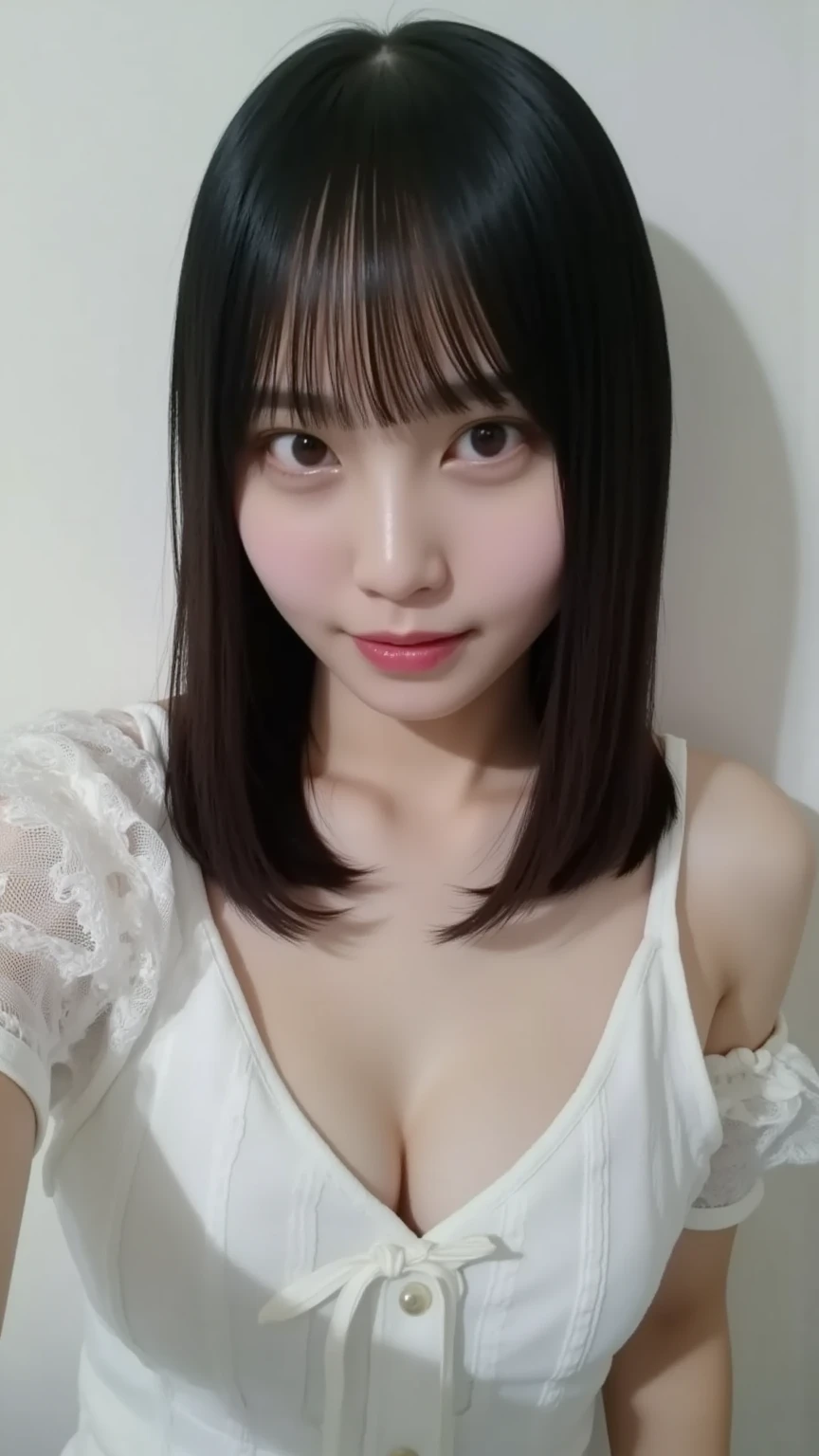 (Highest quality)、(Highest quality)、Japanese、cute、Black Hair、Dark Eyes、semi-long、Smooth、D Cup、Breast enlargement、