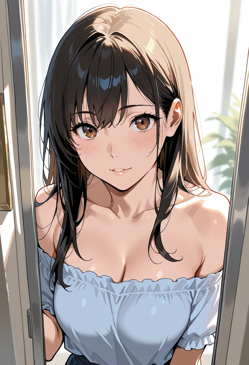 ((Tabletop, Highest quality, High resolution, , Pixel Perfect, 4K,))), 1 female, 、The whole body is visible、 ((Long Wavy Hair, bangs, Brown Hair)), ((Brown eyes, Beautiful eyelashes, Realistic eyes)), ((Detailed face, Blushing:1.2)), ((Smooth texture:0.75, Realistic texture:0.65, Realistic:1.1, Anime CG Style)), Medium sized breasts, Dynamic Angle, Perfect body, (( , , White camisole、No bra、、 Tight jeans pants、Take off your pants below your knees、Panties are visible、I can see her lacy white panties、、)), Gold Hair Ornament、Cross Necklace、、Very embarrassing panic smile, 、、、、、、Nipples are slightly visible、、、Place both hands on the wall and stretch your arms out、Stick your butt out、Hotel shower room、、、、 、)、