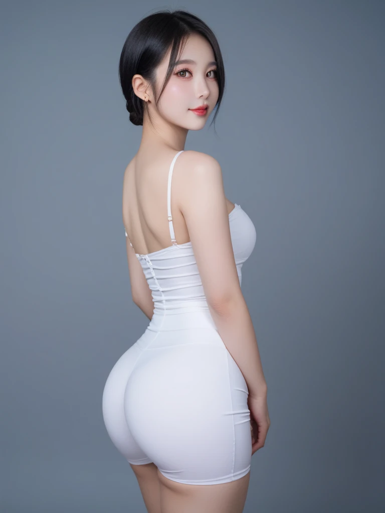 8K, Ultra-high resolution, Highest quality, masterpiece, 三分割法によるphotograph,Surreal, photograph, 1 Girl, (:1.3), pretty girl, Cute face, Beautiful eyes in every detail, 細かくdetailedに,masterpiece,One Girl:1.2, Japan Female Announcer, whole body,from side,blush,closed eyes,shy,Black Hair,Bob with bangs,ballet,Spanking,Captivating ass,Delicate and smooth skin, Realistic Skin, Perfect and beautiful face ,完璧でCute face, Skin with attention to detail, Perfect limbs、Narrow waist、Thin legs)、Browsing Caution,Beautiful leg line beauty,Looking at the audience、beauty,Long neck、(((Ideal body type))),A cup small breasts :2,、Portraiture:2、Perfect Anatomy、鮮明なdetailed、detailed、Surreal、Light and shadow,Strong light