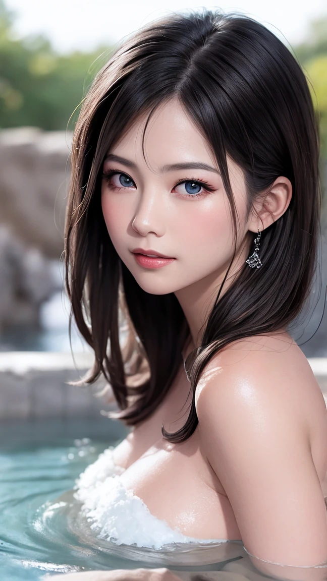 ((best quality, 8K, masterpiece)), ultra-detailed, sharp focus, ((1 cute girl)), 18yo, (swimsuit), highly detailed face and skin texture, (((beautiful detailed eyes))), (((beautiful eyes:1.4))), (smile:1.15), (closed mouth), (round face), ((full body)), pool
