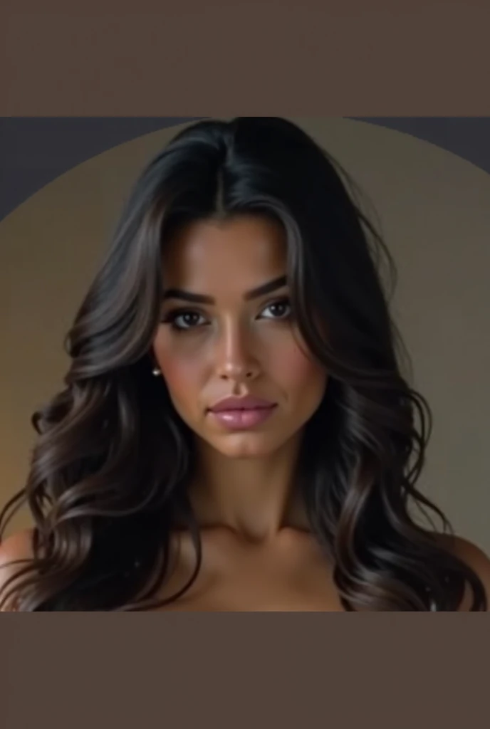 (brune ondulée corps parfait Juliana Harkavy), latina, (cheveux mi-longs), Résistant (robe pull marron), poser avec un sourire narquois, coupe féminine détaillée du corps, du visage et des pores de la peau, expressif très détaillé, espace au-dessus de la tête, profondeur de champ, détails de la peau, lumières du jour du café, Ultra réaliste, Cinématique
