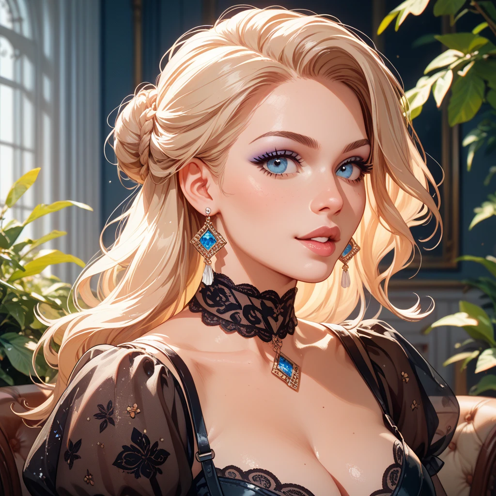 highly detailed RAW color photo, 25 ans, dans une tenue de guerrière viking avec des peaux de bête et du fer, sexy, viking tattoo, pose sexy et dynamique, Elle a un sourire de dessin animé, tanned skin and rosy cheeks, cheveux blond, very very curly cheveux blond, dans une taverne viking, irisation/opalescence, paillettes, highly detailed photorealistic, 16k - style expressif - -niji 5 (matrice) amazing and realistic shadows, ( very detailed background plan: 1.2), photo artistique du plus beau jour