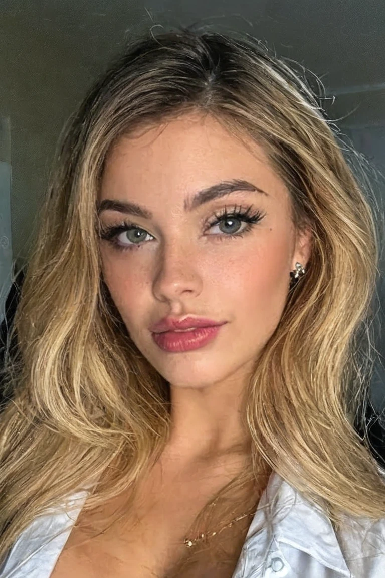 belle blonde habillé pyjama en soirée rouge et noir yeux bleus femme magnifique