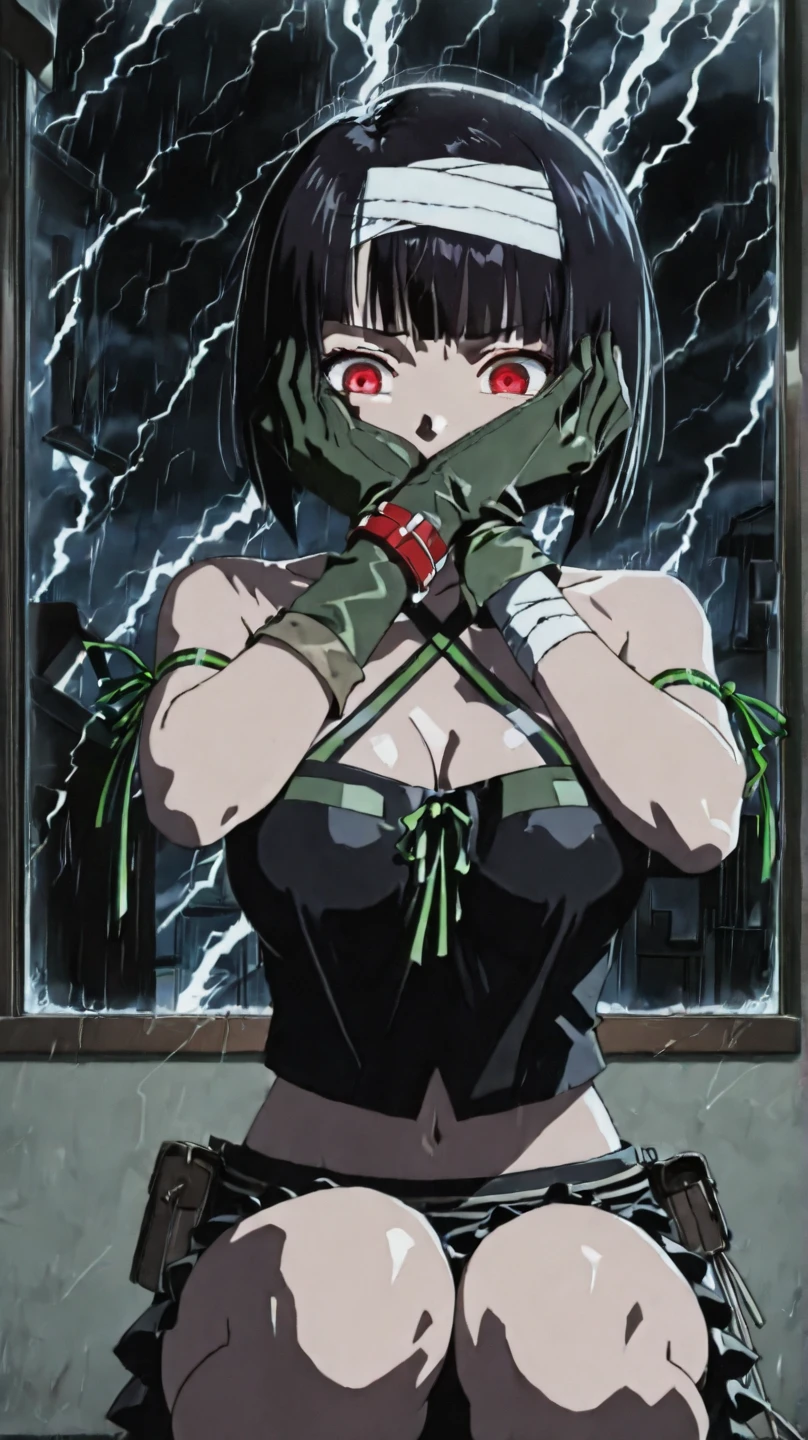 score_9, score_8_up,score_7_up,score_6_up,score_5_up,score_4_up,very aesthetic,
ubel,1girl,green hair,bangs,hair between eyes,side ponytail,purple eyes,sitting,tavern,drinking beer,awe,green hair,solo,
black choker,collarbone,sleeveless,black dress,sleeveless dress,halterneck,pleated skirt,black gloves,black footwear,
d4rk01l,jail,in the jail, ,(arms behind back:1.5), bound arms, brown rope, brown rope, blushing, , gag, gagged, bit gag, shibari, bondage, close ups, absurdres, solo,panties,spread legs,pussy, pussy juice , large insertion, (arms behind back:1.5), bound arms, Red rope, blushing, , gag, gagged, shibari, bondage, close ups, embressed, spread legs, m_legs,,((kneeling, arms behind back, bound arm, bound wrists, bound legs, wrists behind waist, rope bondage, shibari over clothes))hands behind back,in the jail,jail,masterpiece, best quality, arms behind back, bound, front view, rope, full body, hanging, rachelroth,forehead , leotard, (feet off the ground:1.3),blindfold,blindfold,black background,dark background
