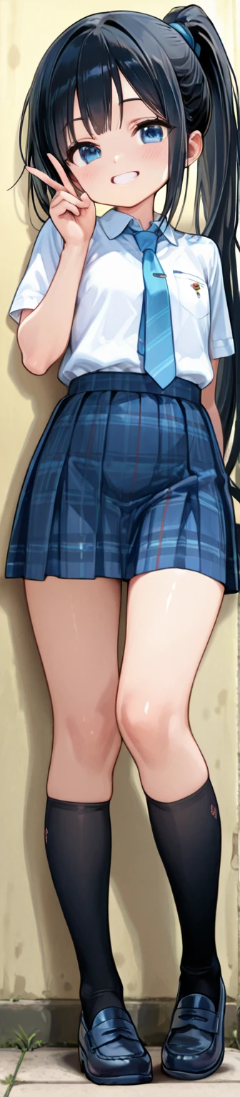、White panties visible、Panty shot、Skirt flip