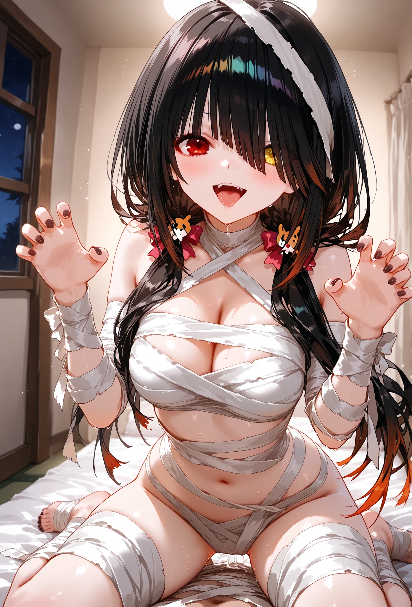 (Reimu Hakurei、 Creampie 、 Watery eye 、Sweaty、 disgusted face 、Semen all over the body、 Torn clothes、Big Breasts、 gangbang,2boys、 vaginal,sex、grabbing another’ Big Breasts、 Standing doggy style、) (background bed Condom with semen scattered)