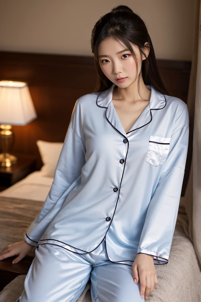 hightquality、masterpiece、ultra res、a beauty girl、Beautiful girl face、cute girl face、s Pajamas、wearing pajamas、full bodyesbian、Famous actresses of Japan、very beautiful face、A sexy