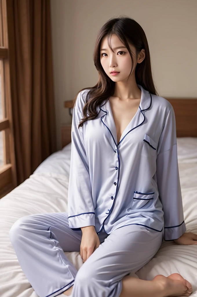 hightquality、masterpiece、ultra res、a beauty girl、Beautiful girl face、cute girl face、s Pajamas、wearing pajamas、full bodyesbian、Famous actresses of Japan、very beautiful face、A sexy