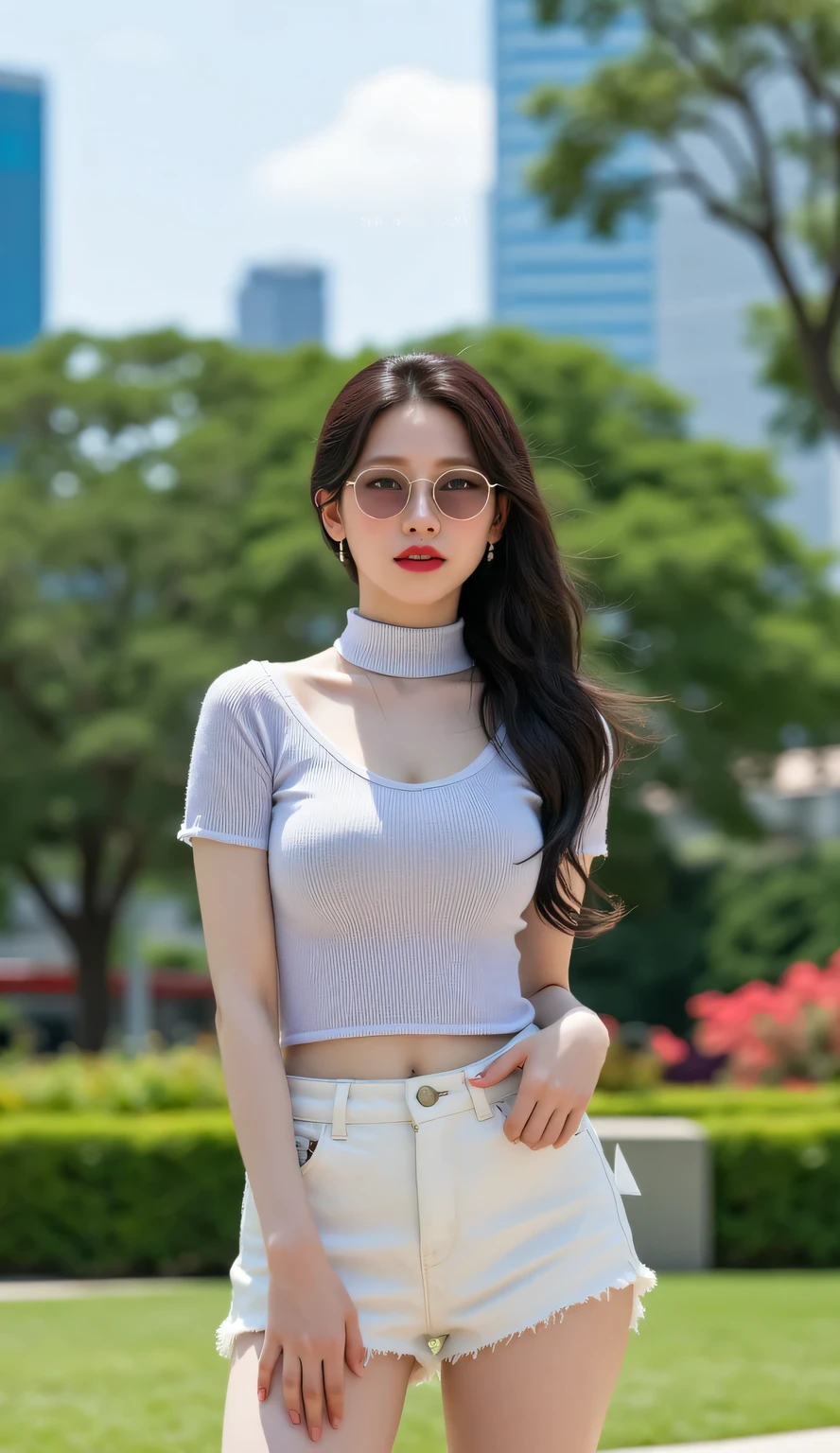 1 Girl,riverside,Soft Light,Chinese Beauty,Tight Fit,Transparent Tulle Skirt,