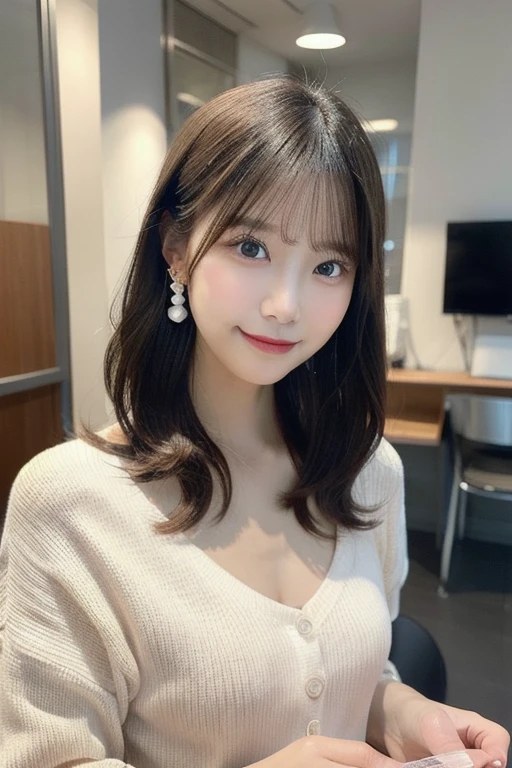 highest quality, face focus, soft light, ultra high resolution, (realistic:1.4), Raw photo,
1 Japanese girl, alone, cute, (pupil, There's a light in my eyes), detailed beautiful face, (small box),(High resolution details of human skin texture),
(long hair),
indoor,
damask shirt dress,
(portrait)