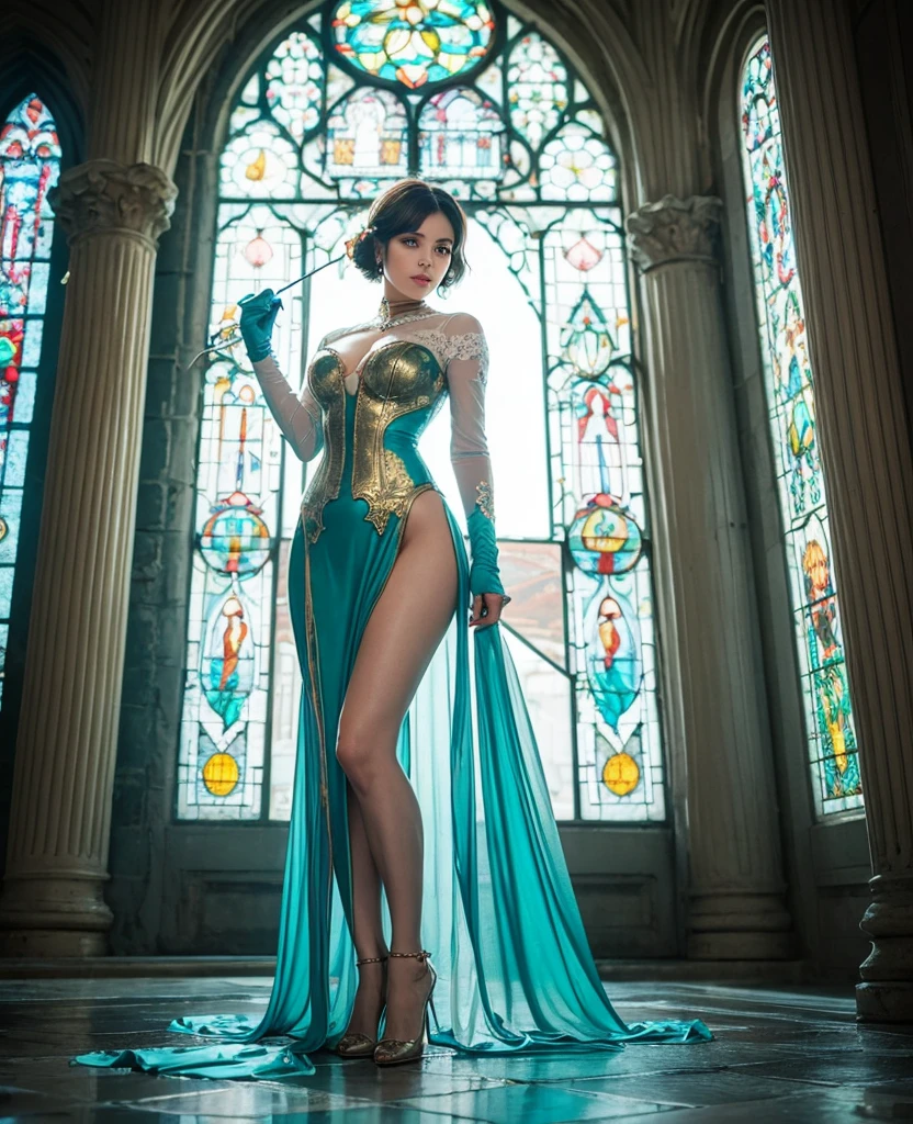 1girl,(bright lighting,romantic setting),dreamy background,,dark hair, mesmerizing gaze, , soft skin, alluring beauty, artistic portrait, high-quality image, vibrant colors,translucent long silk gown, mosquito net, romantic bedroom, sidesuspension,solobound,lying down
