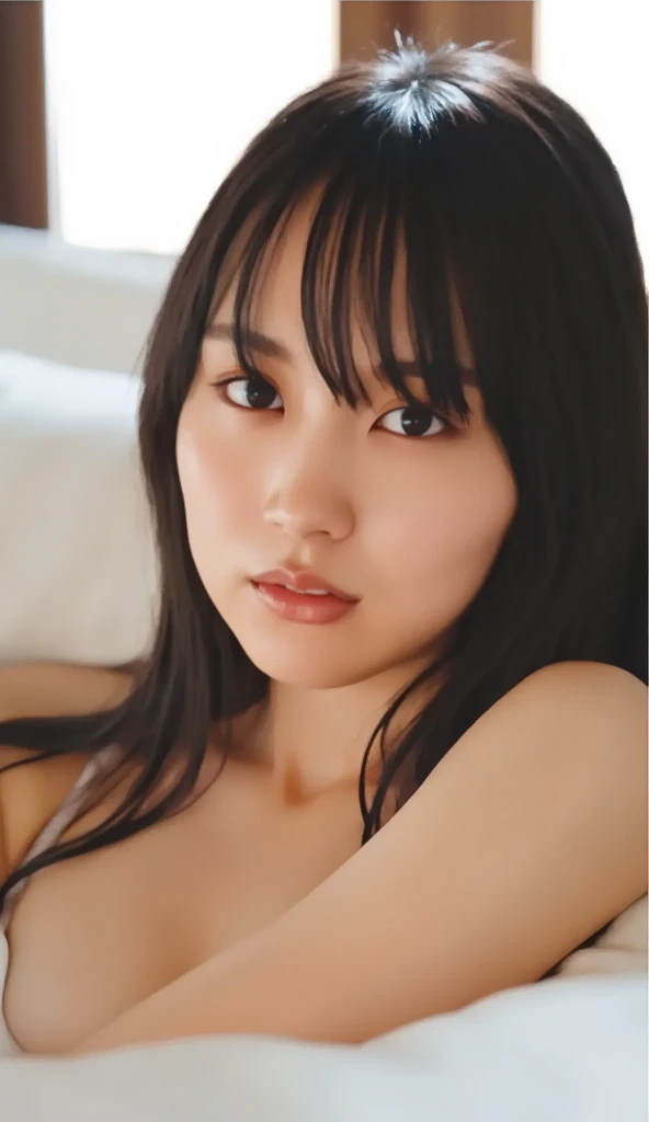 Nude Actress,,(Highest quality:1.28K, Sharp focus, masterpiece: 1.2, Natural light, Highly detailed CG, beautiful girl:1.2, reality, Detailed facial textures,Realistic Skin, Octane Rendering, grow, fine bangs)), (Depth of written boundary), Bokeh Background, smile, Vibrant hairstyles with attention to detail, Her embarrassed expression as she begs for sex is cute、Small bust,Beautiful, sculpted figure,Moistened skin with lotion,Highest quality, Super detailed, cute, Childish expression, Lovely, She looks at me with a sexy expression that says she wants to be held., Very sexy face), She has very beautiful big eyes, Very beautiful skin, Very beautiful long eyelashes, Hairy pubic hair,Pubic hair is coarse,Sweaty,Temptation Pose,Tears and confusion,For plump, moisturized skin,Thighs become visible,Completely naked,