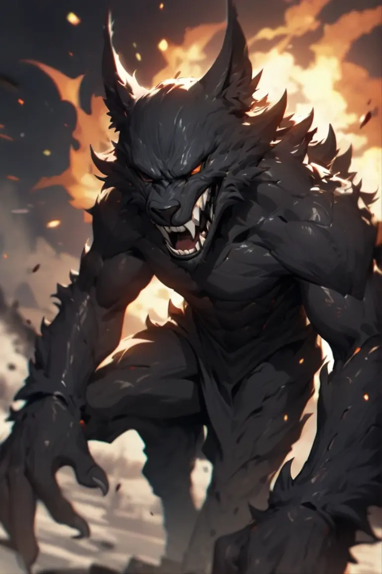top quality, best quality, High-quality illustrations, masterpiece, detailed background, Back alleys((battle movie of Terrifying creatures and human children))absurdres, perfect anatomy, Children who are scared and run away, caustics, light rays, dynamic lighting, light particles, lens flare, cinematic shadow(kemono, furry anthro)dynamic angle,