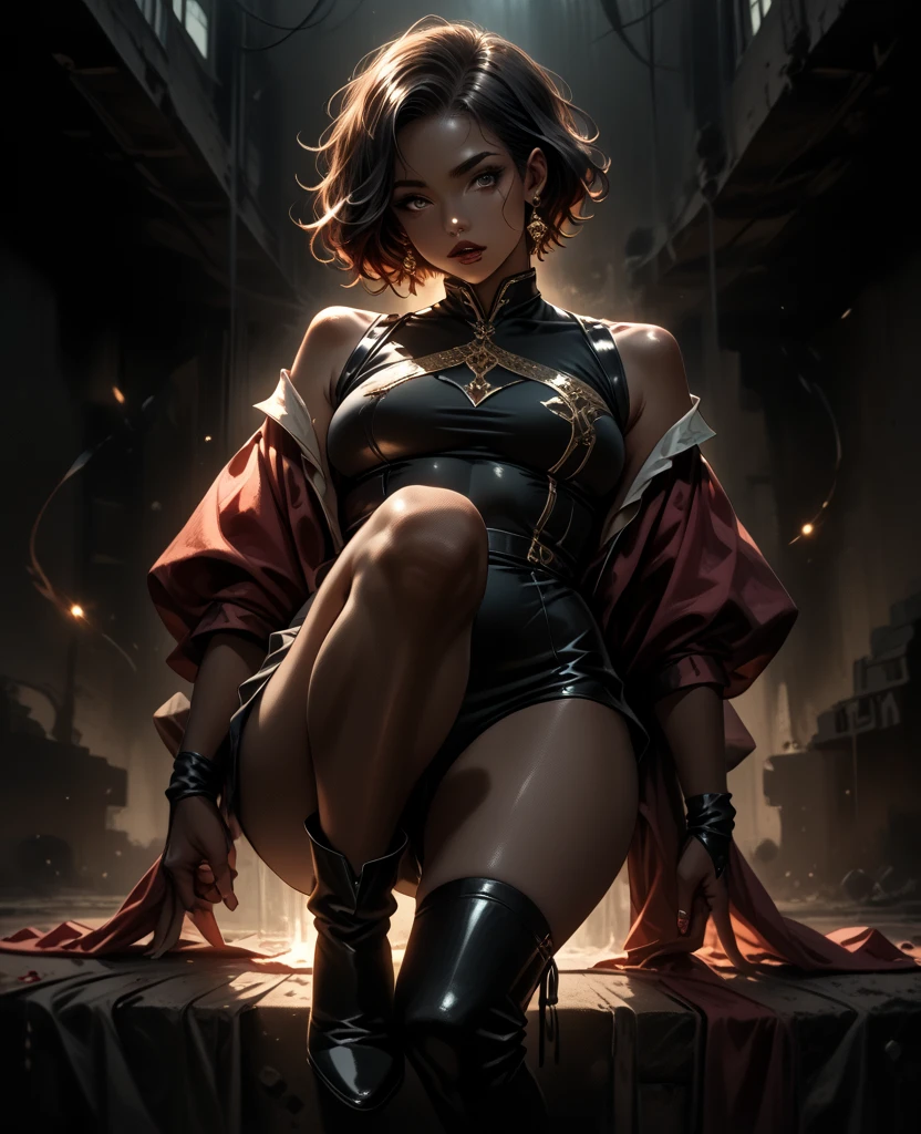 Fine arts oil painting, side angle, accent lighting, from below, hyperdetailed, hyper realistic, epic action full body portrait of stuning beautiful woman as matador in tight tights, wincore, stripcore, In the style of corrida, dynamic, intense and raw emotion, rich, cinematic color grading, stunning, photorealistic, 8k, shot on Canon EOS-1D X Mark III, photorealistic painting, by Mark Keathley, Shutterstock contest winner, iPhone,e video, photo taken of an epic intricate, Thom Wasserman, he photograph is taken using a Fujifilm GFX 100S medium format mirrorless camera, paired with the GF 32-64mm f/4 R LM WR lens set at a focal length of 45mm, capturing the captivating scene with exceptional detail and clarity. The camera settings are carefully chosen to emphasize the soft morning light and the subject: an aperture of f/5.6, ISO 200, and a shutter speed of 1/125 sec, the warm morning sun casts delicate shadows and dappled light, adding depth and enchantment to the scene. This composition celebrates the harmony between nature and the vibrant splendor of a peaceful, idyllic setting sun, dew, gold, powder yellow powder pastel background, cinematic 35mm in the style of James jean and Jean-Honore Fragonard