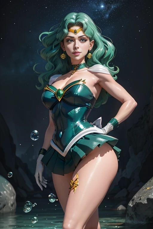 cheio: 1.3, stand, master part, ..........3d, Realistic, Ultra Micro Fotografia, qualidade superior, ultra detalhado CG unidade 8k papel de parede, de baixo, detalhes intrincados, (1 mulher), 28 anosARINHEIRO NETUNO:1.4,Uniforme Sailor Senshi:1.3,Meishaonv),Longos cabelos ondulados verdes-escuros,fluttering in the wind,(malha branca:1.4、Luxury Gold Decoration,Tiara dourada luxuosa na testa: 1.2, bare arms: 1.2, Long white latex gloves with luxurious golden decoration: 1.2, Very uniform and suitable high-gloss silver holographic leather: 1.3,Updo prateado ousado e sexy em gravette de pernas altas: 1.2, Golden brooch with huge dark blue metallic ribbon on the chest: 1.3,Sexy pre-gate mini skirt: 1.1, pre-gate miniskirt,luvas verdes-escuras nos cotovelos,),(seios grandes:1.4、esbelta e musculosa,abdominais musculosos,Rosto muito pequeno,Sexy and dynamic model pose,tall and perfect proportions, pernas longas e sexy, coxas musculosas,oversized buttocks,), (very large bow on the buttocks: 1.3, gargantilha, clivagem, sexymente ousadamente grande, Brincos em forma de anel de ouro, high heels with shiny laces and luxurious golden decor),
((sorriso sedutor, cara muito bonita, Detalhes do rosto: 1.5, Olhos azuis Brilhantes, beautiful face, olhos bonitos, olhos brilhantes, lips up to: 1.3, up to, Sharp, pale eyebrows, long dark eyelashes, Double eyelashes)), (Lindas asas brancas enormes), visible pores, perfect hands: 1.5, very dramatic images, octane rendering, Luz natural forte, sunlight, exquisite lighting and shadows, Dynamic angles, ( netuno, deep sea space background, divindade do mar, dynamic wave background, chapinhar, water bubbles, fora, ........lua, Dynamic background, Antecedentes detalhados,), Harpa DSLR, foco: 1.0, Maximum clarity and sharpness,