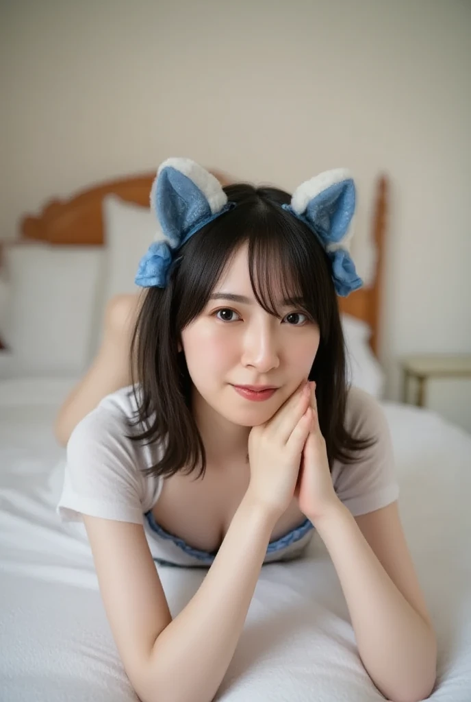 one girl, (a beauty girl, delicate girl:1.3), (Age 25:1.3),
break, (White fluffy kigurumi pajamas, Cat costume:1.2), (Upper Body:1.2),
break, Definition of very fine particles, (Symmetrical eyes:1.3),
break, (Bedroom:1.3), 
break, Small breasts, Brown eyes, Parted bangs, Brown Hair,  girl,
break, (Eye and facial details:1.0),
break, (masterpiece, Highest quality, Very detailed, Detailed face, 8K)、Upper Bodyは裸、Nipples sticking out、 (Upper Bodyは裸)、 (Nipples sticking out)