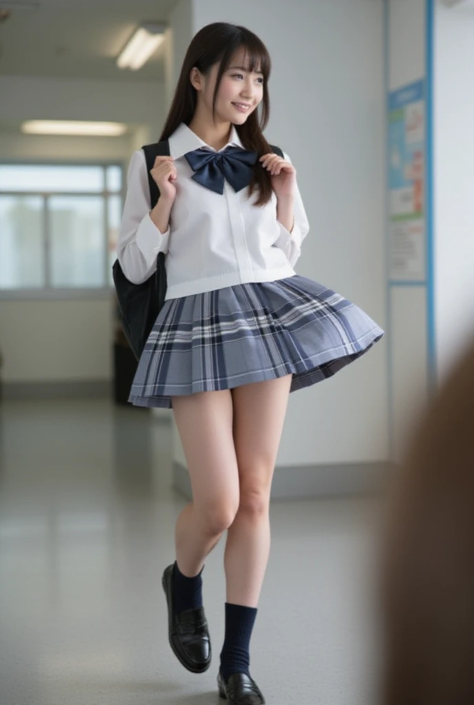 (((masterpiece))), (((cowboy shot))), (One beautiful Japan girl, classmates, Innocence,kawaii) ,超A high resolution, Realistic, ultra-detailliert, 8K,top-quality, Extremely detailed, blurry backround,A slender,very beautiful japanese girl, Detailed face:1.3), (fluffy short hair,Cute Hair Ornament,A dark-haired :1.4), (a baby face,kawaii系,adorable 14 year old girl), (Perfect body:1.1),, (Neat sailor suit,Dark blue pleated mini skirt、Dark blue high socks),(extremely details CG、Unity、8K wallpaper very delicate and beautiful)、beautiful lighting、realistic shadow、Detailed skin、ultra-detailliert、detailed faces and eyes、Realistic eyes、Sharp pupils、Inside the classroom、Schools、Evening glow、blurry backround、shinny skin、Side Up、(Katyusha:1.2)、(Opening legs、You can see the panties.:1.2)、Gentle smile、rosy cheeks,Super Detailed Face、Detailed lips、A detailed eye、small gravure idol,Transparent skin、Lolita,japanese hight school uniform,