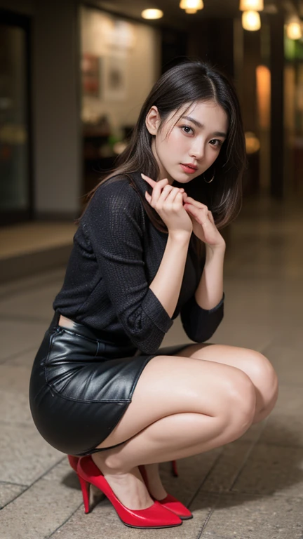 (masterpiece, 16k,8k,4K ,Super detailed:1.1),(Beautiful Face:1.1),(One girl:1.1),Age 25,Supermodel,(Lifting Jewelry:1.3),(urination:1.4),(Embarrassing:1.2), provocative leather mini skirt, Sexy stiletto heels, High heels, pantyhose, Curly brunette girl, Peeing on your own, Wet clothes, A face that can't stand peeing, Desperately getting wet, Pee despair pose, Her body can&#39;t hold the pee、I pee in the middle of town。, Pee running down her legs, stand up, Hyper pee desperate face, Big pee poodle