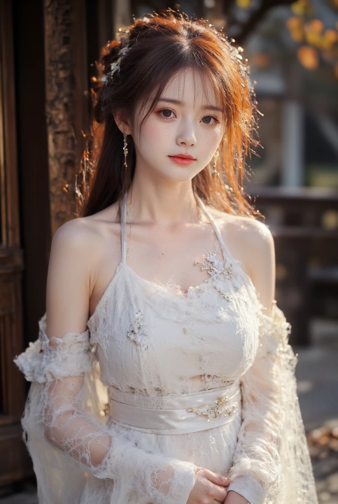 (extra detailed body、extra detailed face、best qualtiy:1.2)、femele、looking at the viewers、(See-through tops、a necklace、piercings、JINS)、(Birch tree chaos on background:1.4)