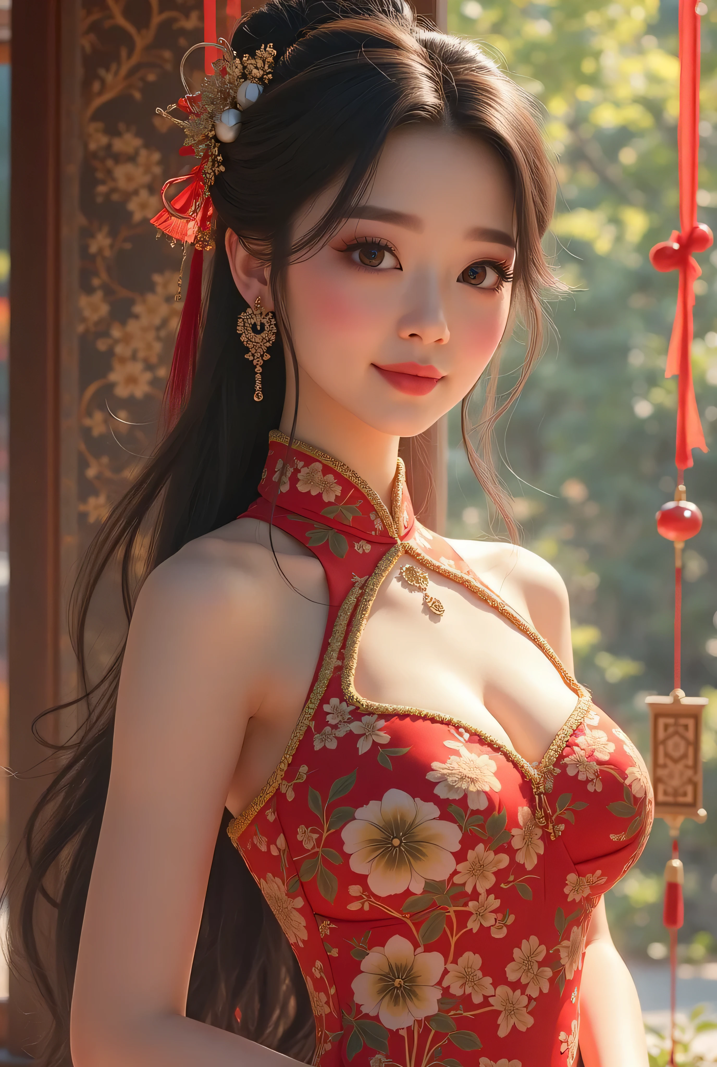 there is a woman in a red and gold outfit posing for a picture, royal elegant pose, beautiful alluring anime woman, asian hyperdetailed, [ 4 k digital art ]!!, seductive anime girl, a beautiful fantasy empress, japanese goddess, elegant pose, smooth anime cg art, 8k high quality detailed art, deviantart artstation cgscosiety, beautiful oriental woman