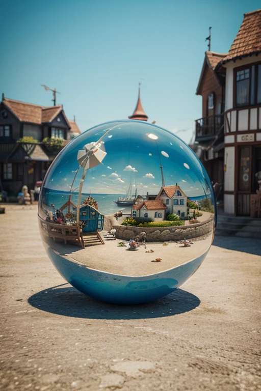 A fantasy seaside village painting in Kawacy style, rendered in cinema4d, globular, Accurate nautical details, Creative character design, Whimsical cartoon style, 32k Ultra HD--ar 2:1
