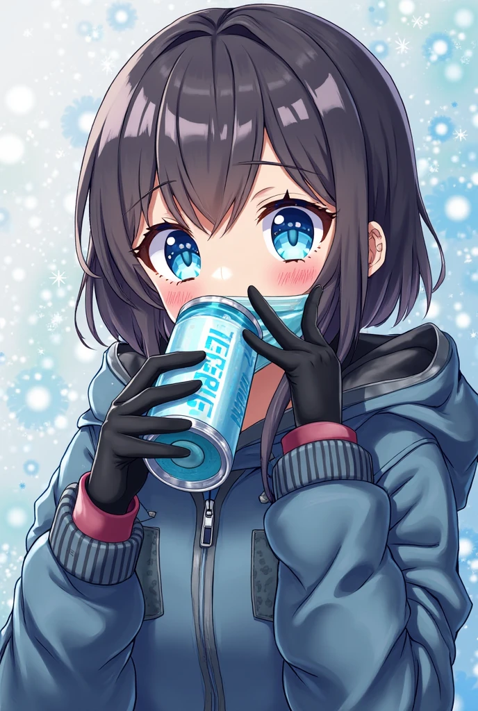 of anime girls,wearing a mask and gloves on her face, from Girl Front, anya 来自 spy x family, The impact of Ayaka Genshin, Girl Front style, I'll draw a fan too, Anime visual image of a cute girl, Anime girl drinking energy drink, anime moe art style, as cold as ice! 🧊, Kantai Series Style , mao, fine details. Girl Front