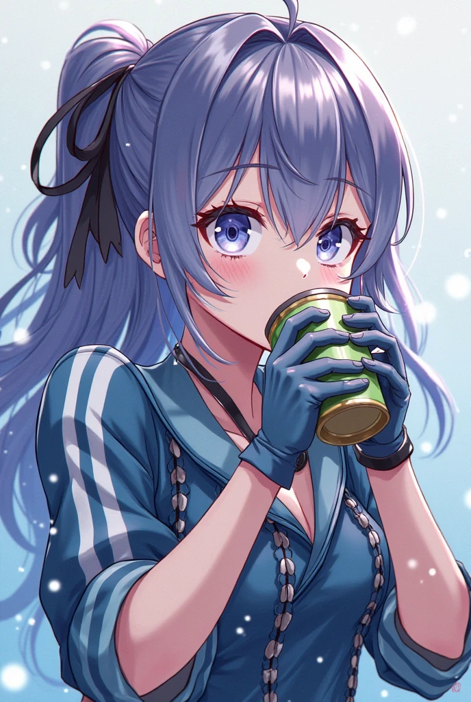of anime girls,wearing a mask and gloves on her face, from Girl Front, anya 来自 spy x family, The impact of Ayaka Genshin, Girl Front style, I'll draw a fan too, Anime visual image of a cute girl, Anime girl drinking energy drink, anime moe art style, as cold as ice! 🧊, Kantai Series Style , mao, fine details. Girl Front