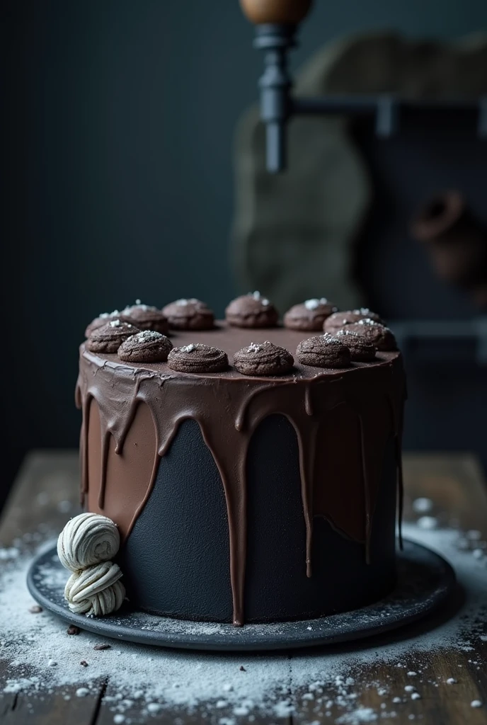  cinematic still-frame chocolate， chocolate cake ，deep dark background，High quality photos，Wet texture，Icing ，studio photo，slice，shallowdepthoffield，Vignette，Very meticulous，High budget，Bokeh， widescreen，gloomily，epic，opulent，cinematic grain，grain sense