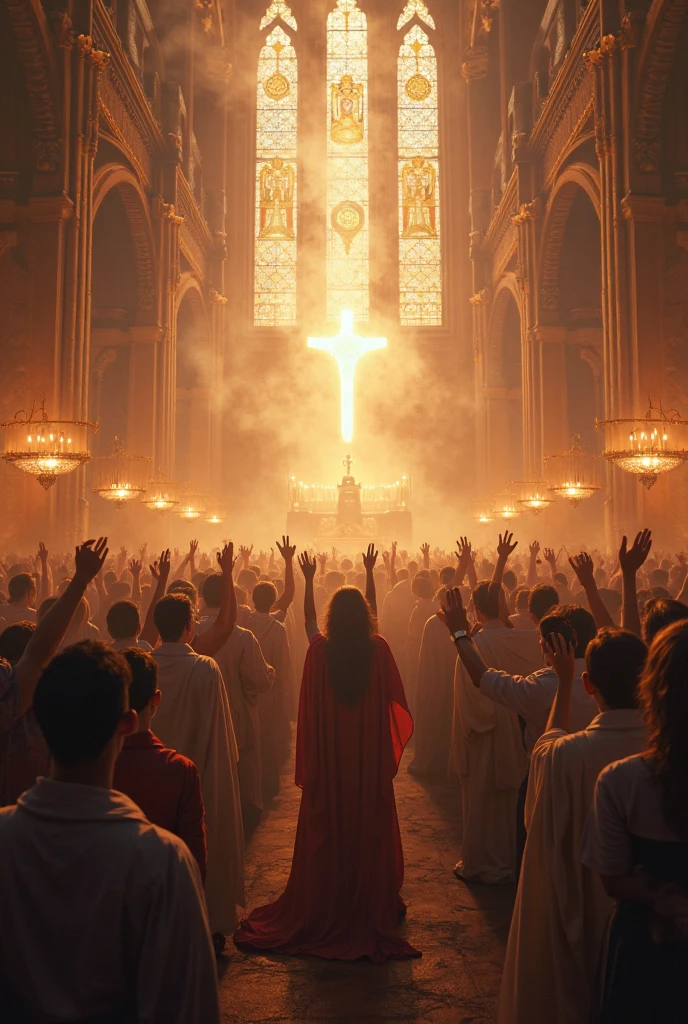 image of an evangelical temple with people currently