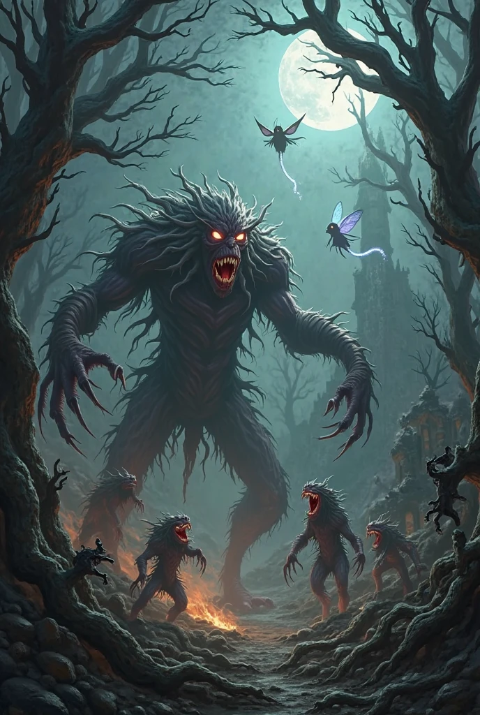 epic boss made out of human flesh and teeth
