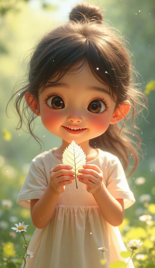 Her lips are soft and petite,Ruddy like a spring flower。The corners of the mouth are slightly upturned,Reveals the sweet smile she often puts on her face。When she laughed,Her mouth will open slightly,A row of white, neat teeth is exposed,It's like pearls strung together。lovly,Germinating,childhood,Eyes with light。Smart